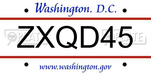 ZXQD45 District Of Columbia License Plate