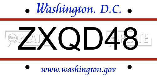 ZXQD48 District Of Columbia License Plate