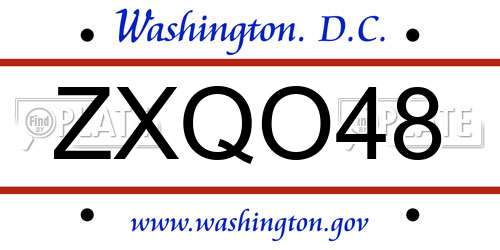 ZXQO48 District Of Columbia License Plate