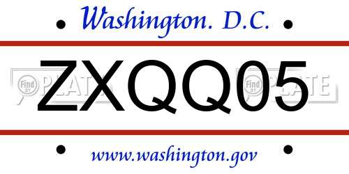 ZXQQ05 District Of Columbia License Plate