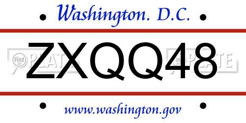 ZXQQ48 District Of Columbia License Plate