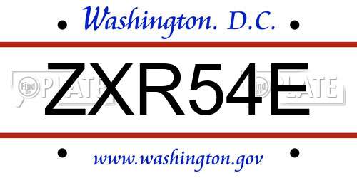 ZXR54E District Of Columbia License Plate