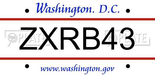 ZXRB43 District Of Columbia License Plate