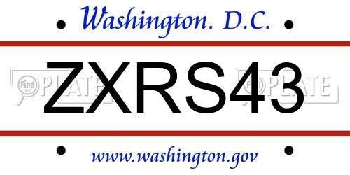 ZXRS43 District Of Columbia License Plate