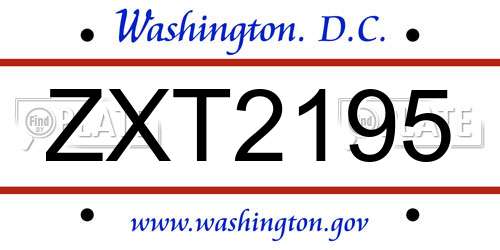 ZXT2195 District Of Columbia License Plate