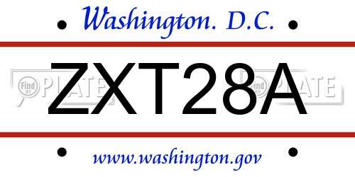 ZXT28A District Of Columbia License Plate
