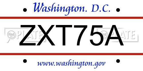 ZXT75A District Of Columbia License Plate