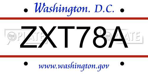 ZXT78A District Of Columbia License Plate