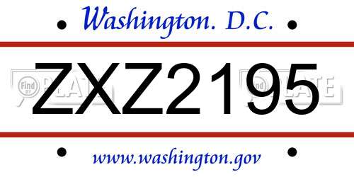 ZXZ2195 District Of Columbia License Plate