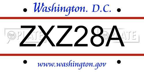 ZXZ28A District Of Columbia License Plate