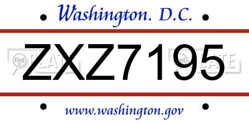 ZXZ7195 District Of Columbia License Plate