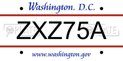 ZXZ75A District Of Columbia License Plate