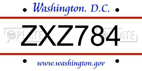 ZXZ784 District Of Columbia License Plate
