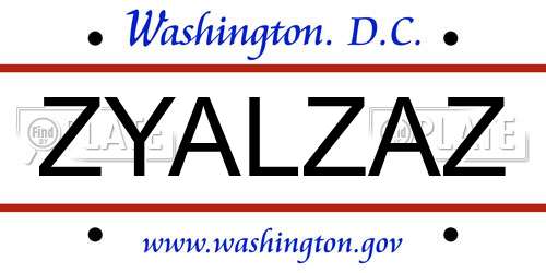 ZYALZAZ District Of Columbia License Plate