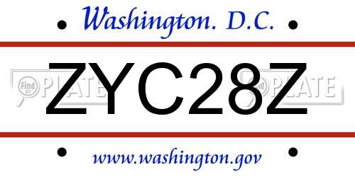 ZYC28Z District Of Columbia License Plate