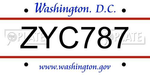 ZYC787 District Of Columbia License Plate