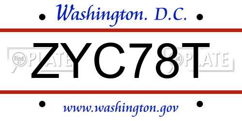 ZYC78T District Of Columbia License Plate