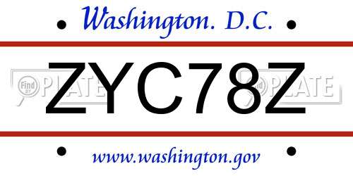 ZYC78Z District Of Columbia License Plate