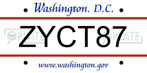 ZYCT87 District Of Columbia License Plate