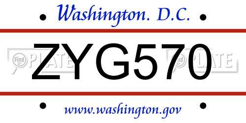 ZYG570 District Of Columbia License Plate