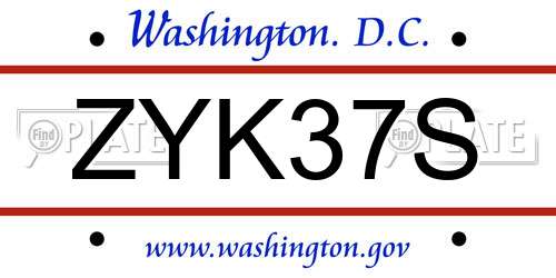 ZYK37S District Of Columbia License Plate