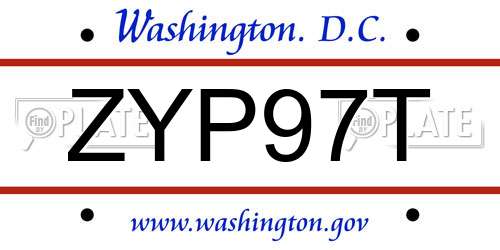 ZYP97T District Of Columbia License Plate