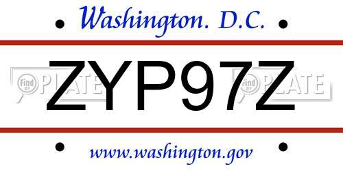 ZYP97Z District Of Columbia License Plate