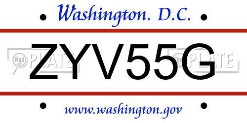 ZYV55G District Of Columbia License Plate