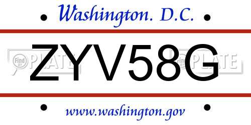 ZYV58G District Of Columbia License Plate