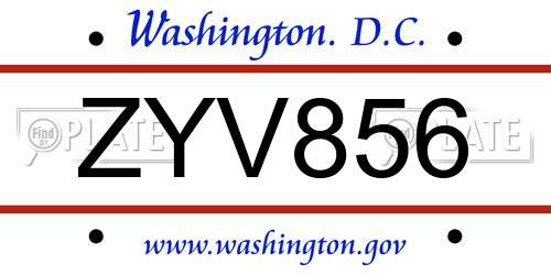 ZYV856 District Of Columbia License Plate