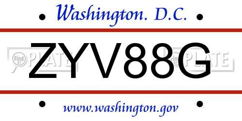 ZYV88G District Of Columbia License Plate