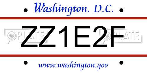 ZZ1E2F District Of Columbia License Plate