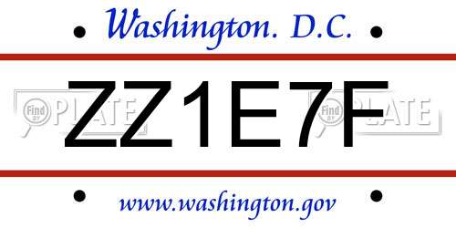 ZZ1E7F District Of Columbia License Plate