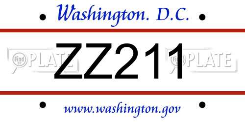 ZZ211 District Of Columbia License Plate