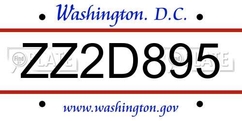 ZZ2D895 District Of Columbia License Plate