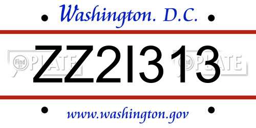 ZZ2I313 District Of Columbia License Plate