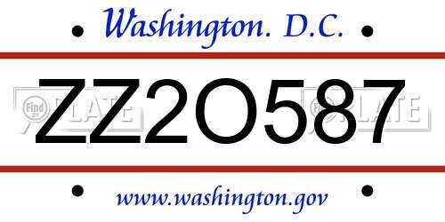 ZZ2O587 District Of Columbia License Plate