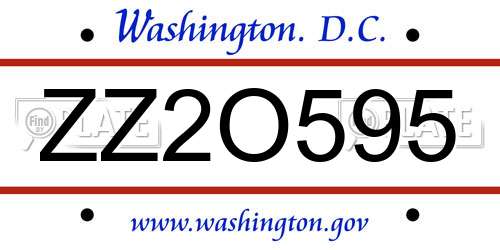 ZZ2O595 District Of Columbia License Plate