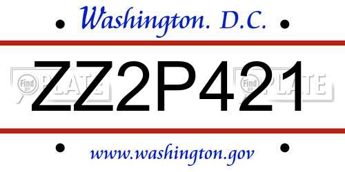 ZZ2P421 District Of Columbia License Plate