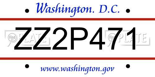 ZZ2P471 District Of Columbia License Plate