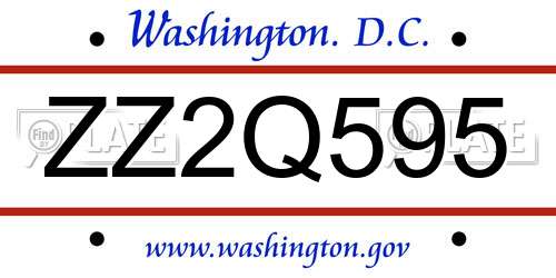 ZZ2Q595 District Of Columbia License Plate