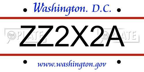 ZZ2X2A District Of Columbia License Plate