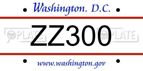 ZZ300 District Of Columbia License Plate