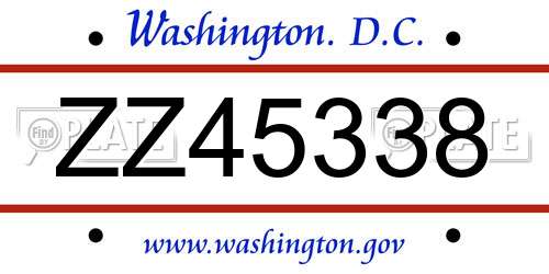 ZZ45338 District Of Columbia License Plate