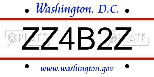 ZZ4B2Z District Of Columbia License Plate