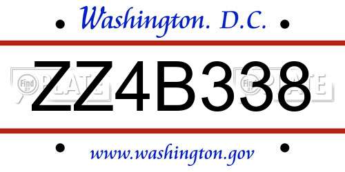 ZZ4B338 District Of Columbia License Plate