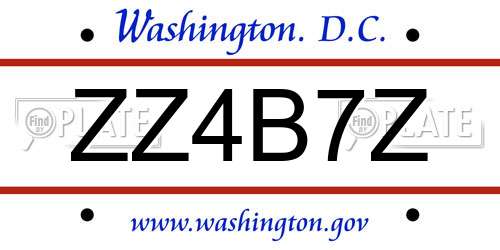 ZZ4B7Z District Of Columbia License Plate