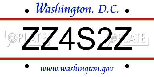 ZZ4S2Z District Of Columbia License Plate