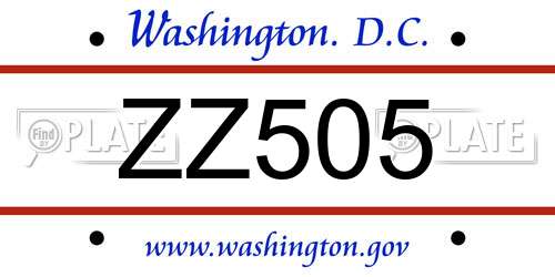 ZZ505 District Of Columbia License Plate