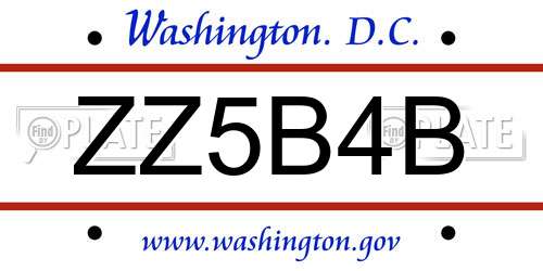 ZZ5B4B District Of Columbia License Plate